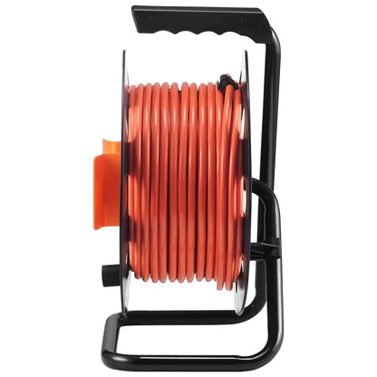 Extension Cord Reel 100FT with 4 Outlets and Dust Cover Heavy Duty 14AWG Power Cord