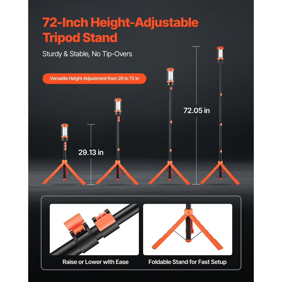 LED Work Light with Stand 13.2Ah Rechargeable Cordless Light Lumens 3000K-6500K Dimmable