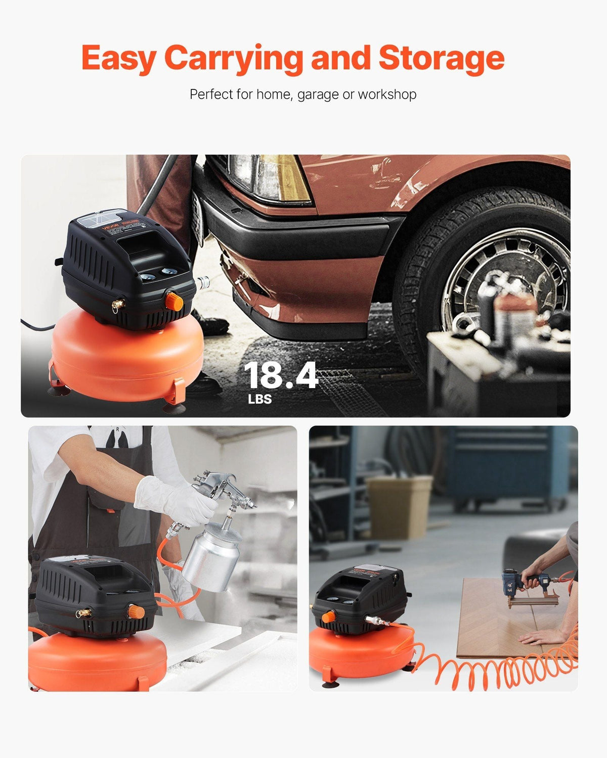3 Gallon Portable Pancake Air Compressor & 100PSI Working Pressure