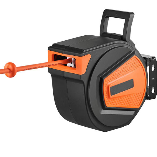 Retractable Air Hose Reel 3/8 IN x 50 FT Hybrid Air Hose Max 300PSI with 5 In Lead 180° Swivel Mount