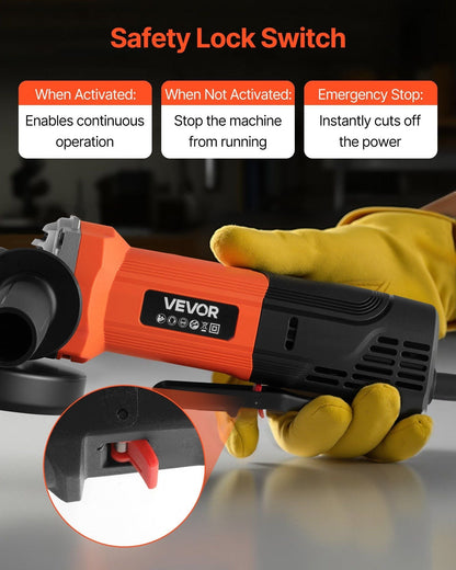 Angle Grinder 4-1/2" Electric Grinder Power Tool 8Amps 12000RPM High-Speed