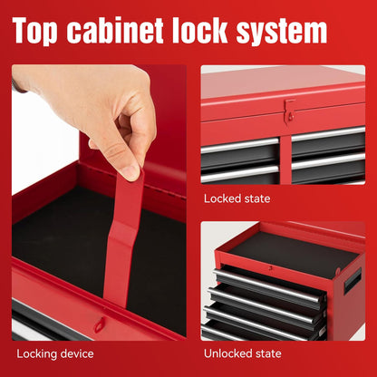 Tool Chest 5-Drawer Rolling Tool Storage Cabinet with Detachable Top Tool Box