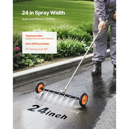24" Pressure Washer Undercarriage Cleaner Stainless Steel Surface Cleaner for Pressure Washer 4000 Max PSI