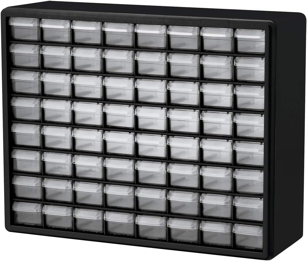 Plastic Drawer Storage Cabinet for Garage Organization 20" W x 6" D x 16" H, Black