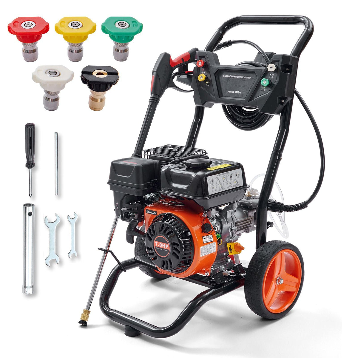 Gas Pressure Washer 3400 PSI 2.6 GPM Aluminum Pump Spray Gun and Extension Wand