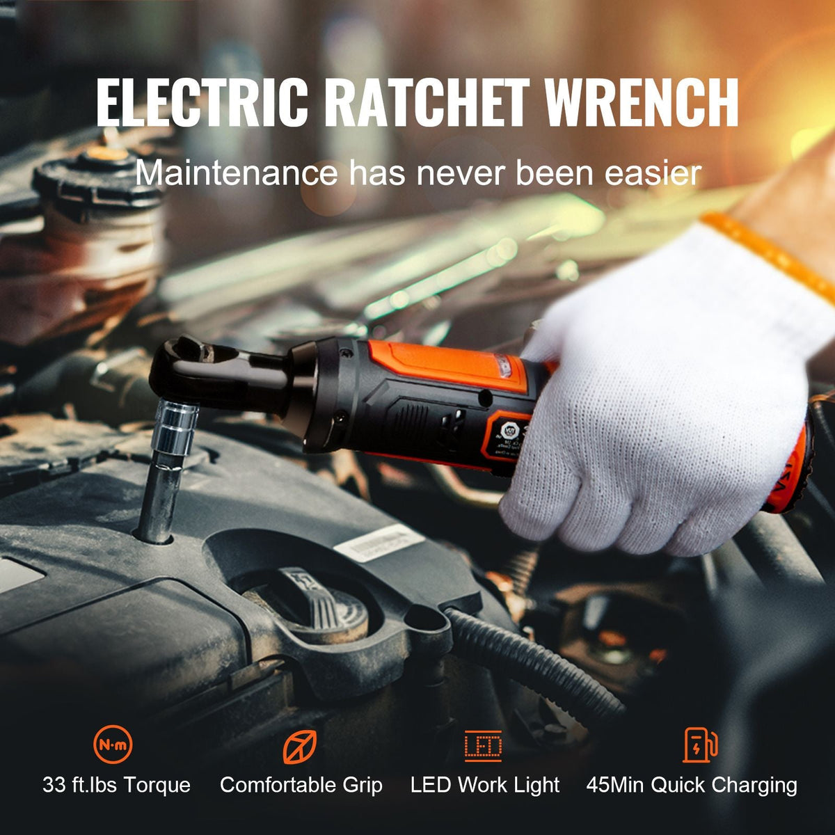 3/8" Cordless Electric Ratchet Wrench Set 12V Tool Kit
