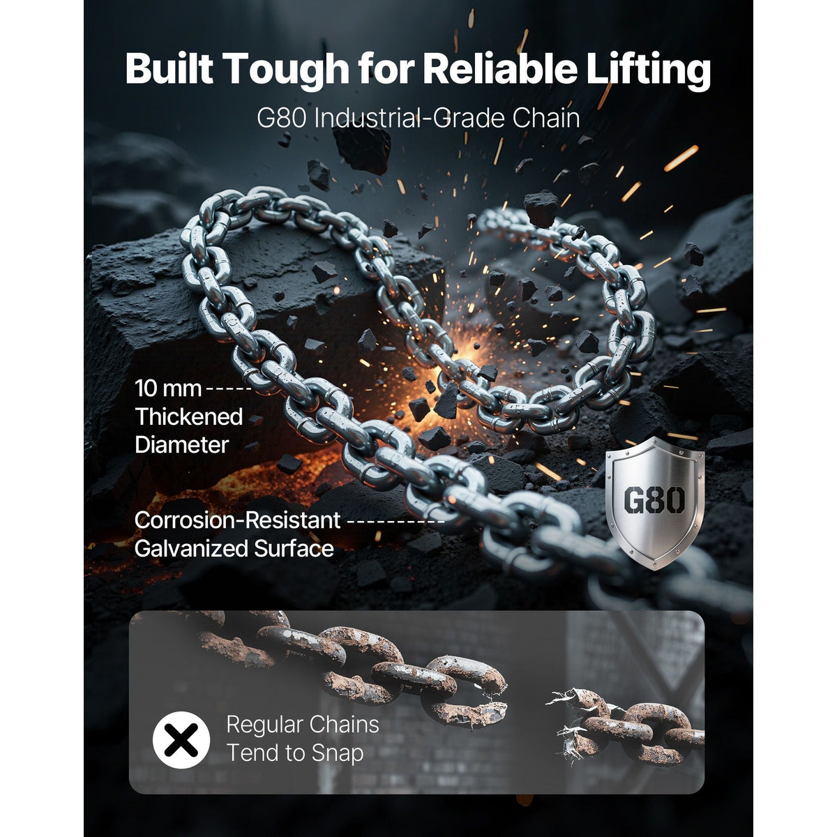 Heavy Duty Manual Lever Chain Hoist 3T 6600LBS Capacity Come Along 10FT Lift G80 Alloy Steel Chain