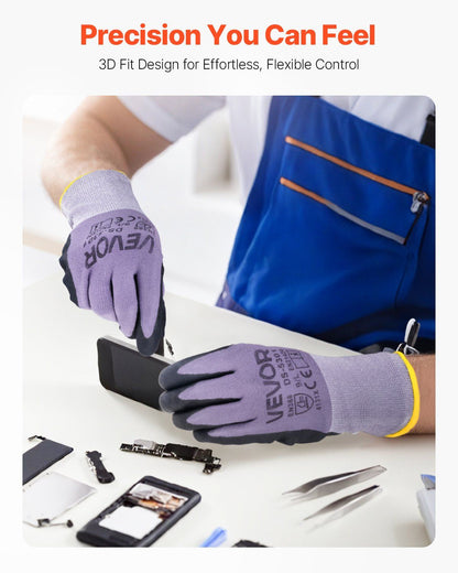 Work Gloves 12 Pairs Nitrile-Coated