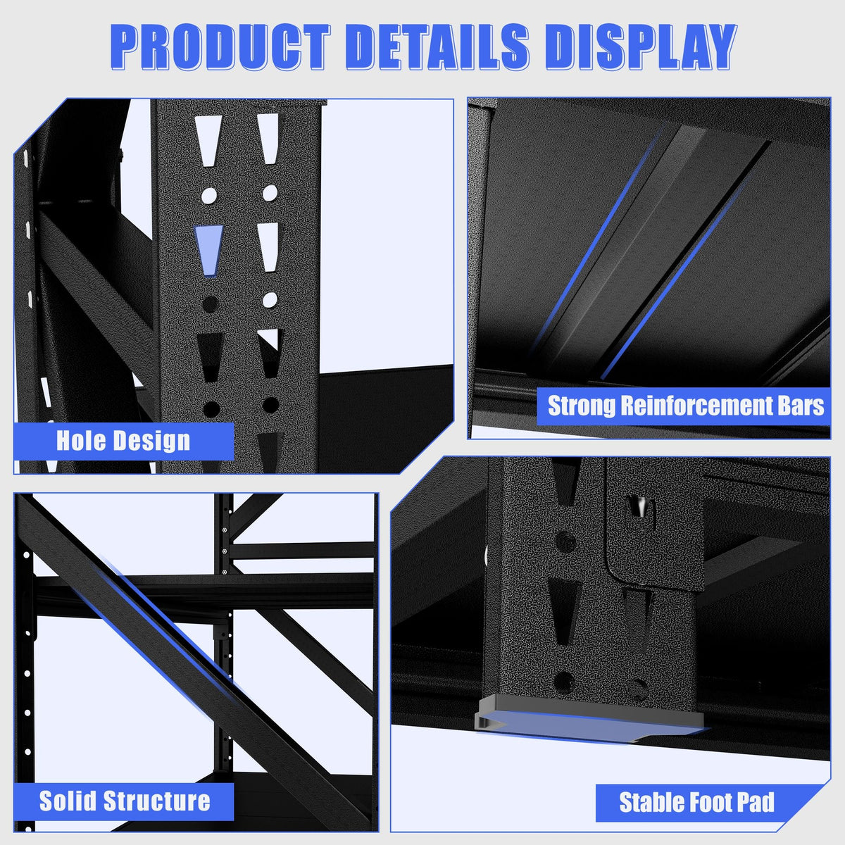 5000 lbs Heavy Duty Garage Shelving 4-Shelf Adjustable Metal Storage Unit (63"H x 67"W x 23.7"D) Industrial Shelving