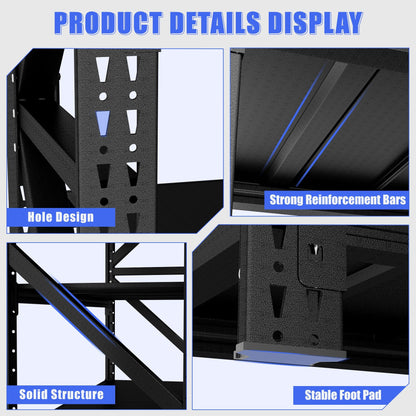 5000 lbs Heavy Duty Garage Shelving 4-Shelf Adjustable Metal Storage Unit (63"H x 67"W x 23.7"D) Industrial Shelving