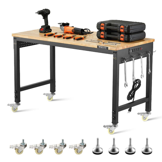48-Inch Adjustable Workbench 2000 lbs Load with Power Outlet