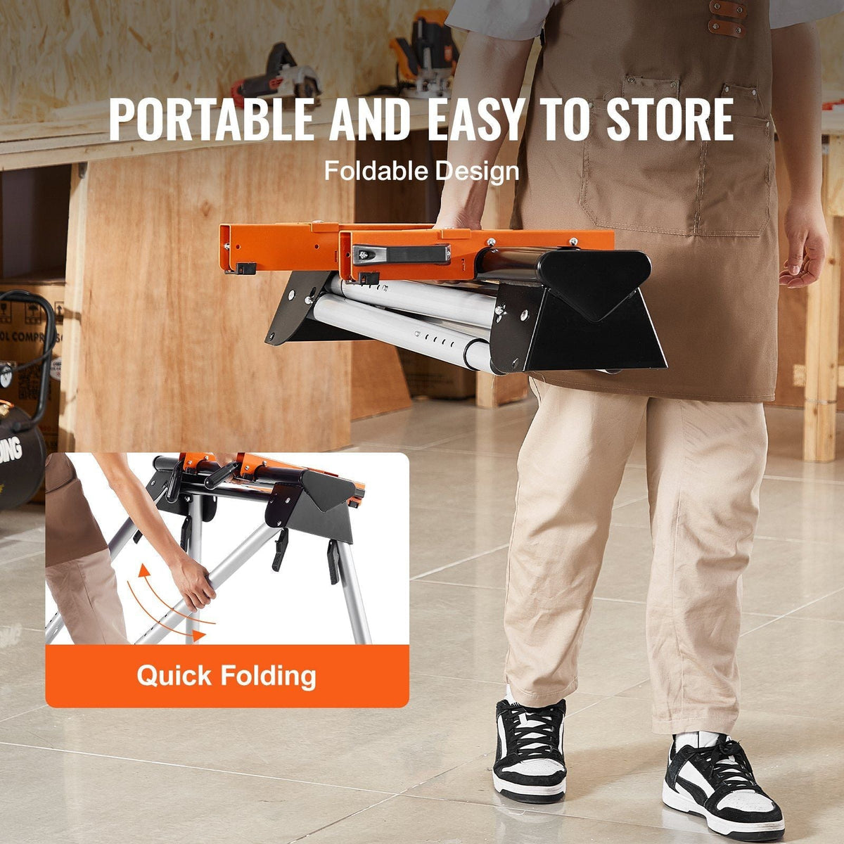 Miter Saw Stand 330lbs Load Capacity Steel Collapsible Stand