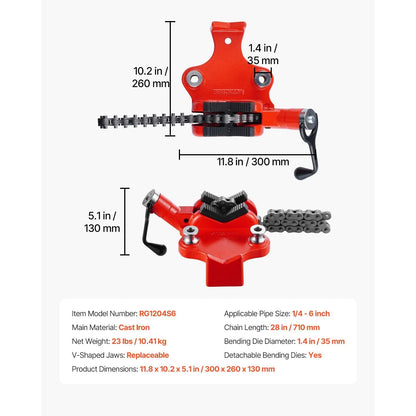 Heavy-Duty Pipe Chain Vise 1/4" - 6" Pipe Capacity