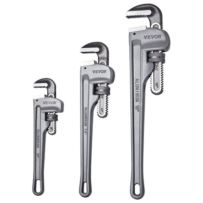 3-Piece Pipe Wrench Set 10" 14" 18" Aluminum Pipe Wrench