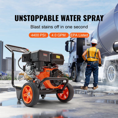 Gas Pressure Washer 4400 PSI 4.0 GPM Spray Gun and Extension Wand
