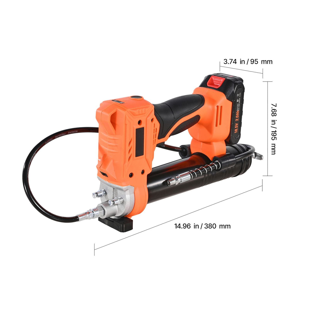 Cordless Grease Gun 20V Electric Grease Gun with 2.0 Ah Battery & LED Light 35.4-inch Long Hose & Carrying Case