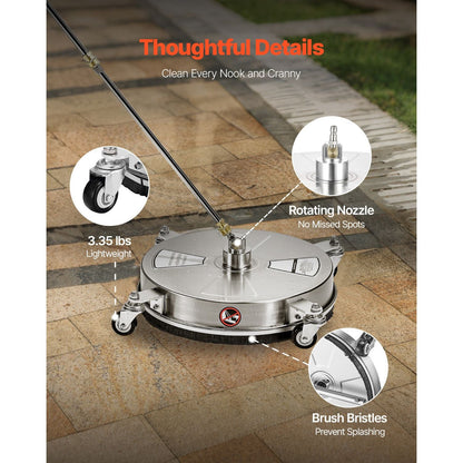 16.5" Pressure Washer Surface Cleaner Stainless Steel Pressure Washer Attachments 4000 Max PSI
