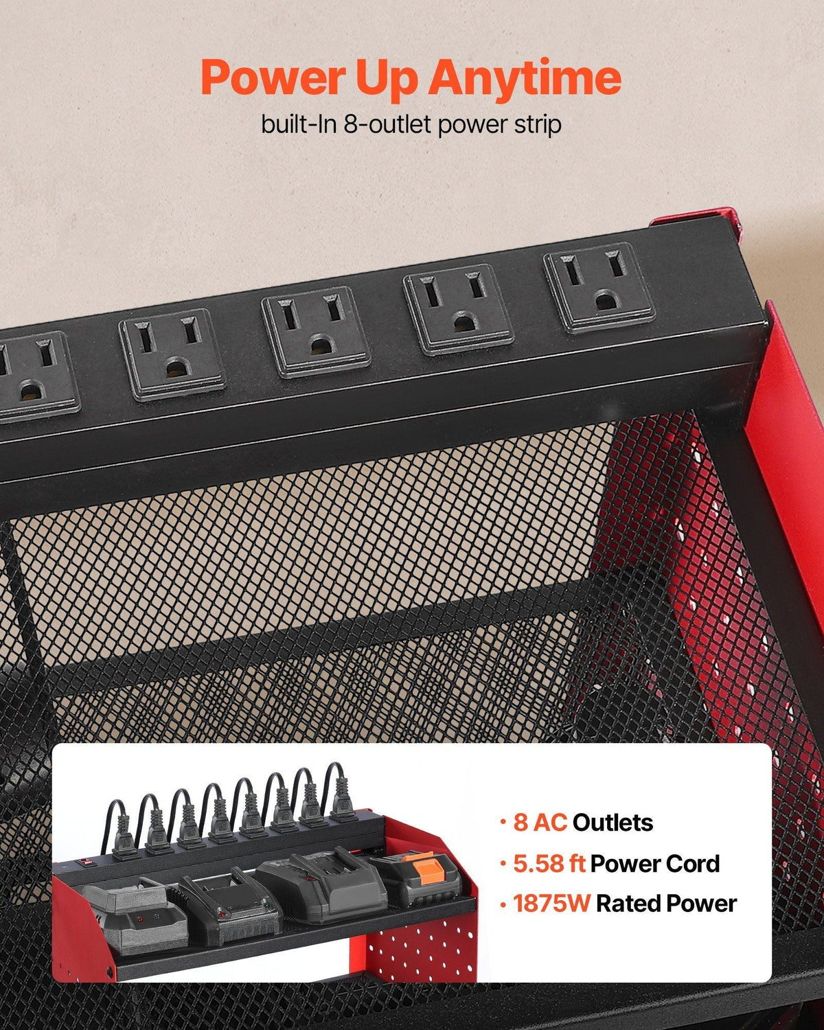 Power Tool Organizer with Charging Station
