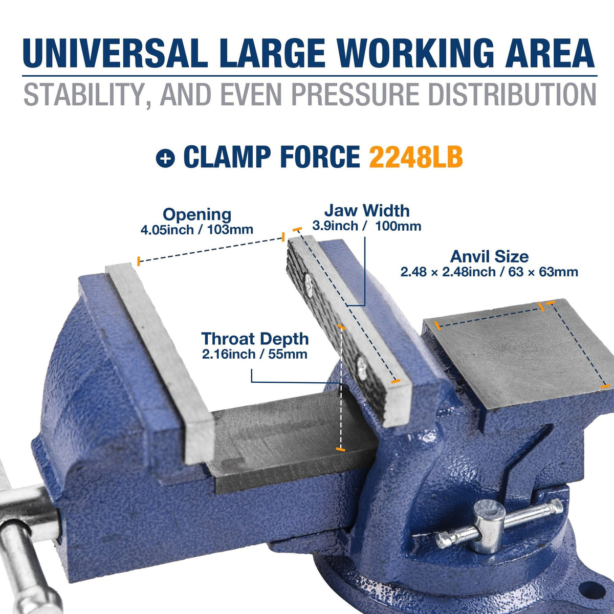 Bench Vise, Jaw  Swivel Base Clamp On Vice Table Vise Heavy Duty Bench Vise