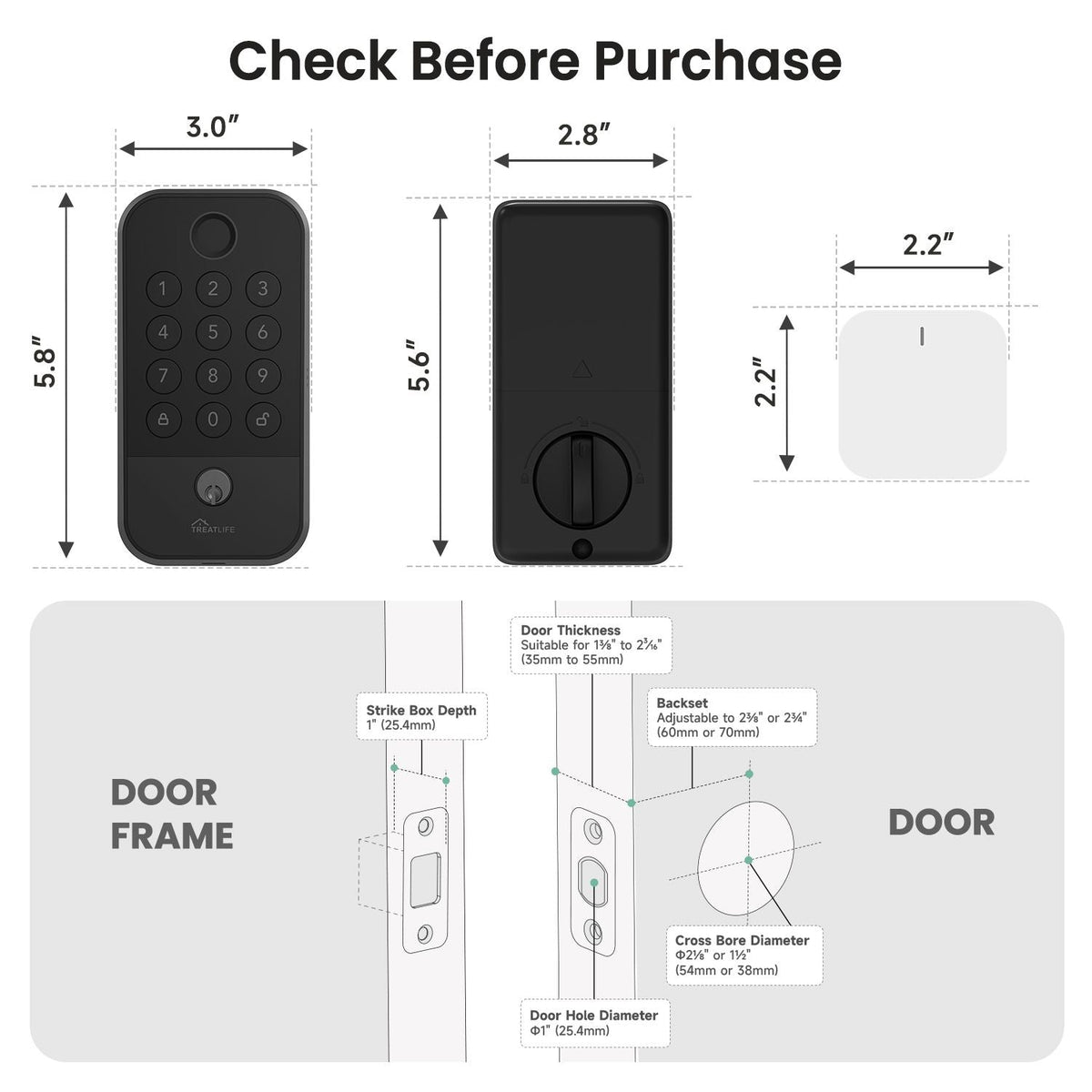 Smart WiFi Door Lock with Bluetooth Gateway, Fingerprint & Keypad Keyless Entry Deadbolt, App Remote Control, Auto Lock, Voice Control Compatible with Alexa, for Front Door