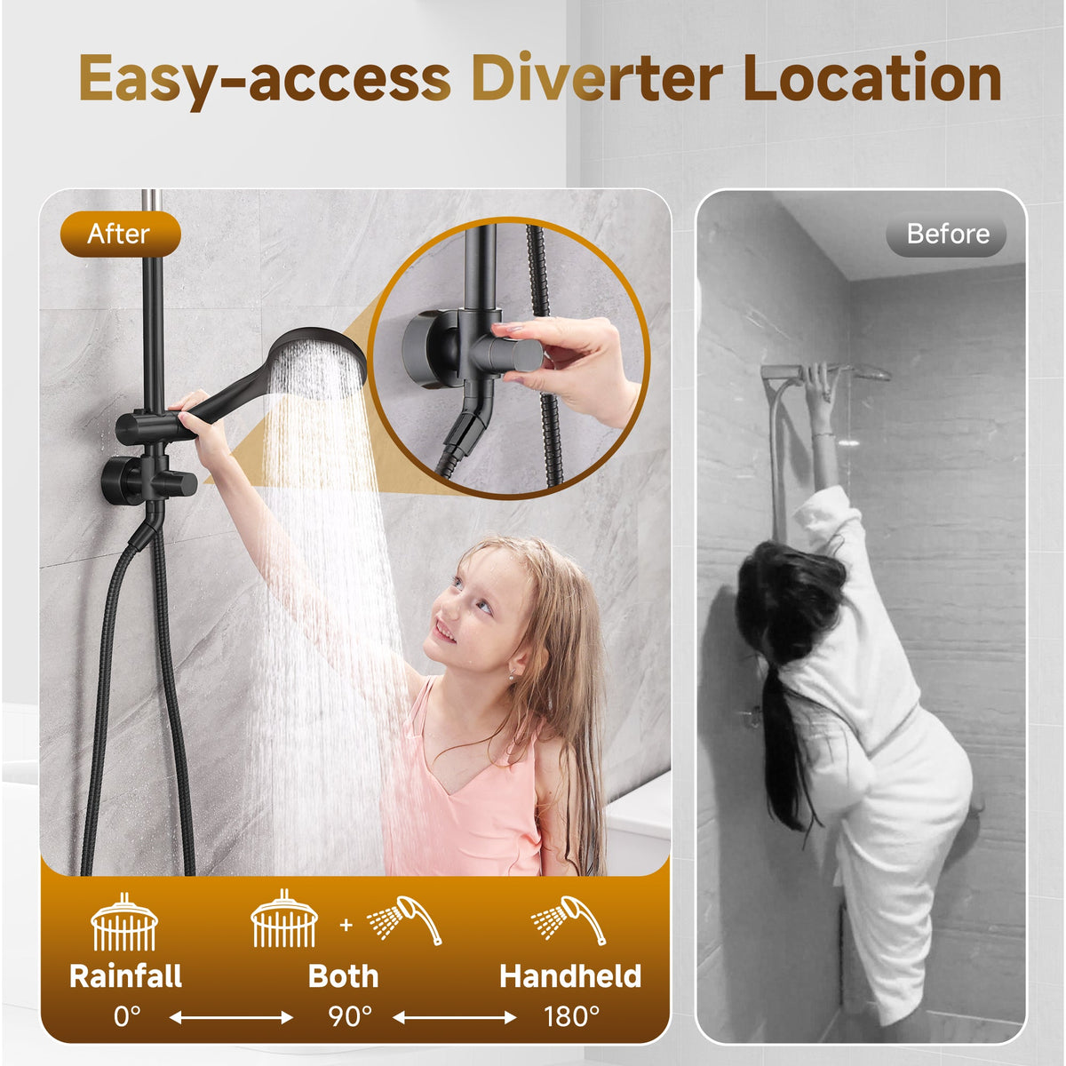 Shower System With Rain shower and Handheld Shower head,Hose