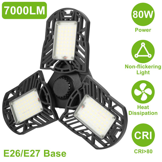 LED Garage Light E26 E27 80W 7000LM 6500K Garage Ceiling Light
