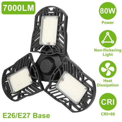 LED Garage Light E26 E27 80W 7000LM 6500K Garage Ceiling Light