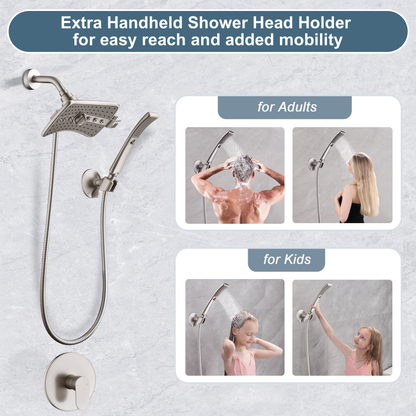 Shower Faucet Set, Rainfall and Hand Shower Head Trim with Hose, Single-Handle Shower Fixture