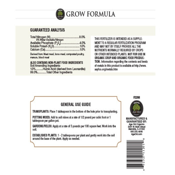 Age Old Dry Grow 8-4-1 with 1% Calcium