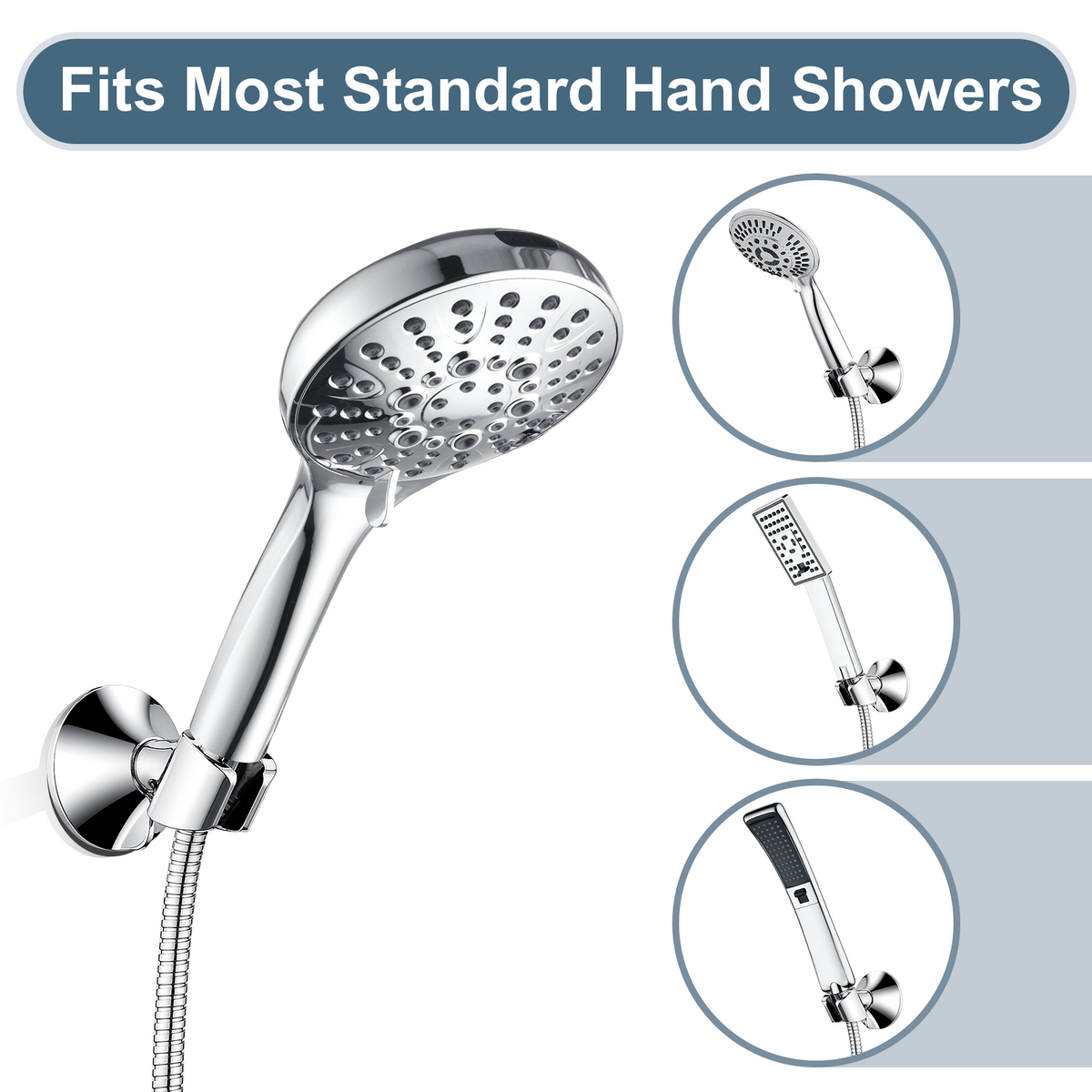 Adhesive Shower Head Holder for Handheld Shower Heads, Drill-Free Wall Mount Bracket