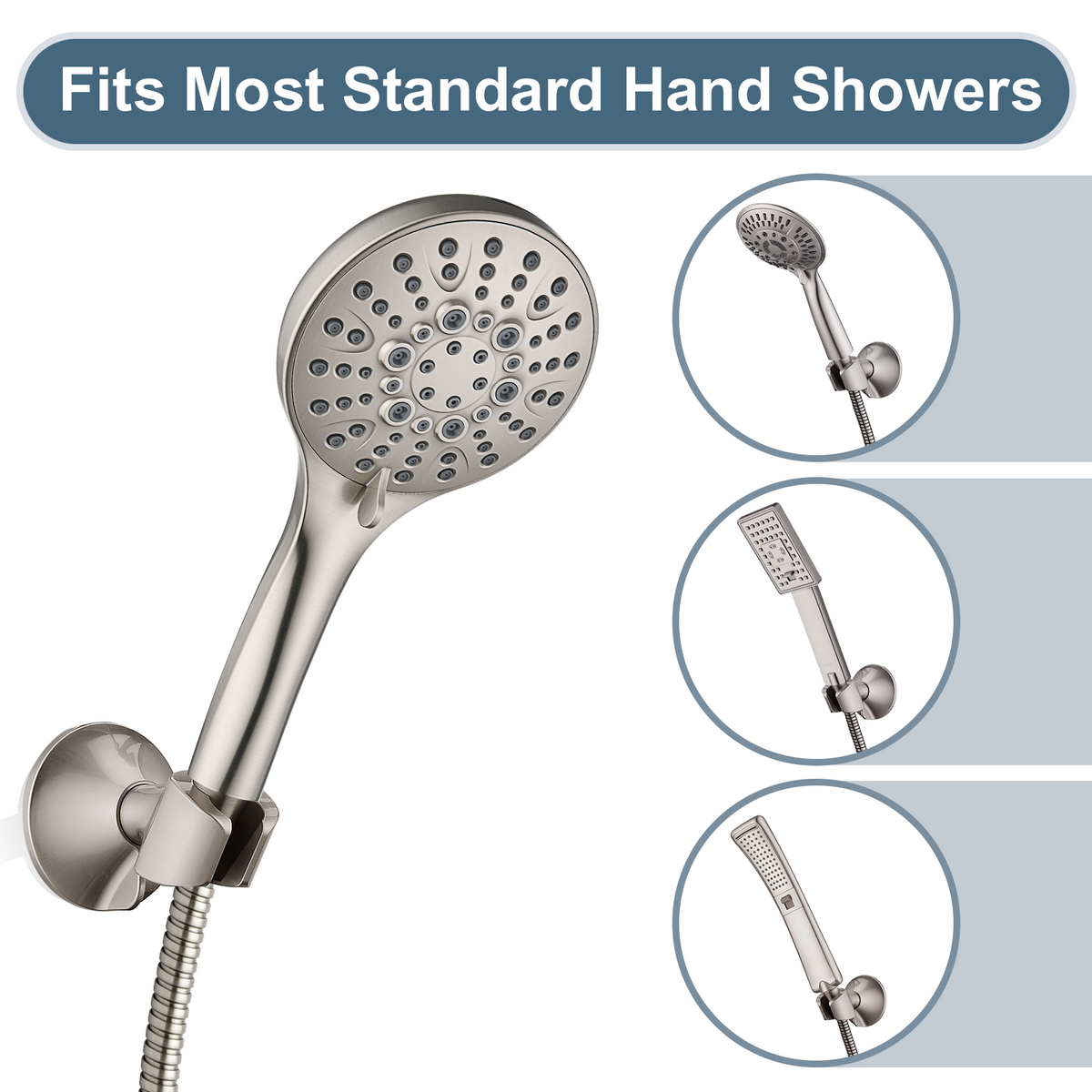 Adhesive Shower Head Holder for Handheld Shower Heads, Drill-Free Wall Mount Bracket