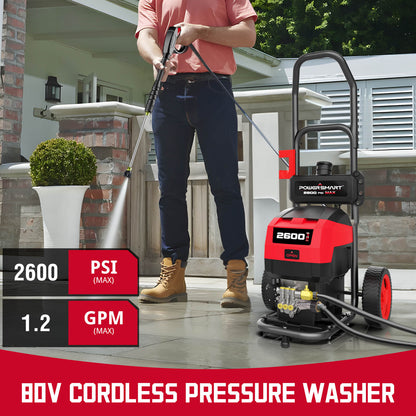 80V 2600PSI 1.2 GPM Cordless Pressure Washer HB2840