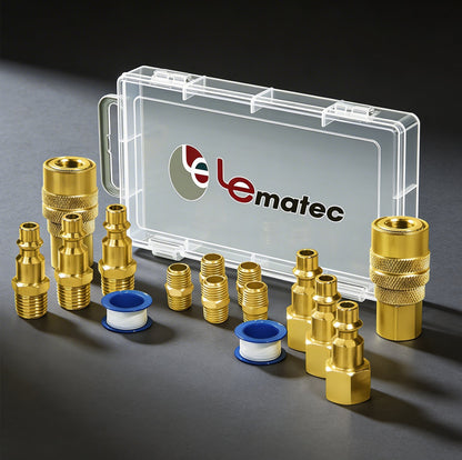 15-Piece Quick Connect Air Compressor Fitting Kit - Professional Grade Brass NPT Connections Set with Storage Case