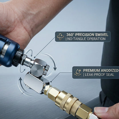 Professional Swivel Air Connector Kit - 120 PSI with Teflon Seal & Male Adapter (AI-112-1)