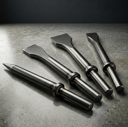 Professional Air Hammer Round Chisel - 125mm with 10.2mm Shank (4-Pack) (LE-B68R)