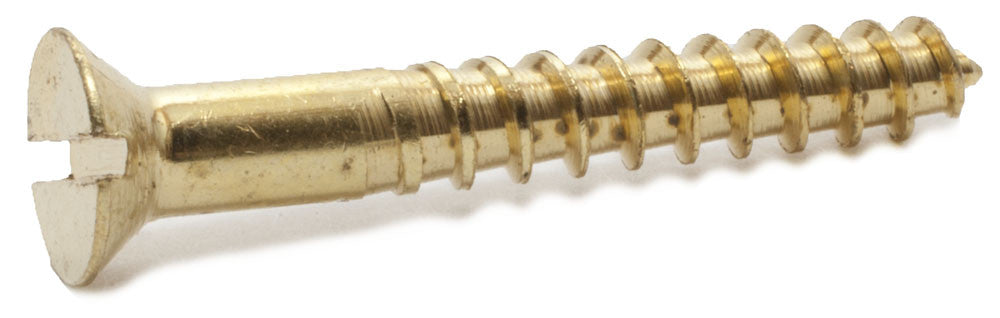 6 x 3/4 Slotted Flat Wood Screw Brass