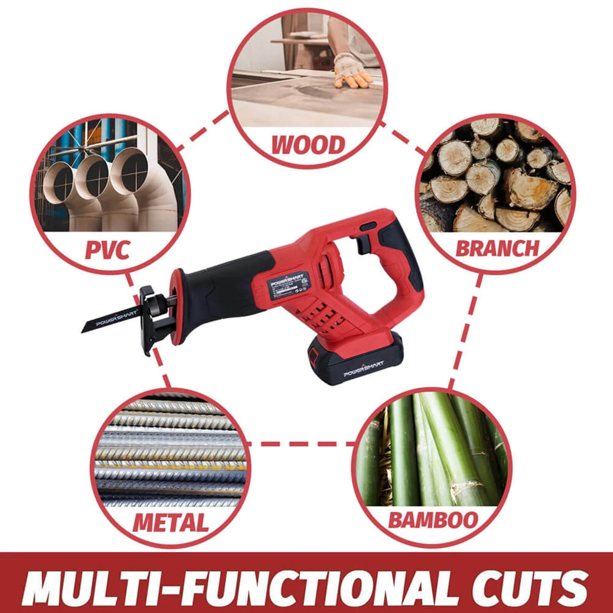 20V Cordless Reciprocating Saw w/ 2.0Ah Battery & Charger PS76415A