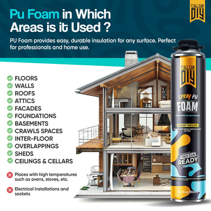 PU Spray Foam Insulation Kit (1000ml) - Mega Size Gap Sealant | Y'allCanDiy