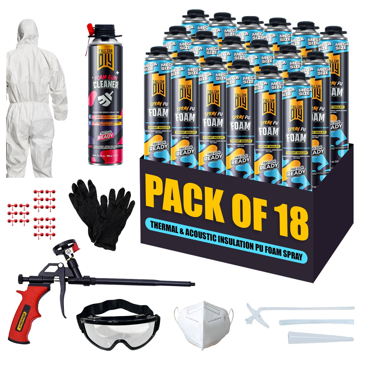 PU Spray Foam Insulation Kit (1000ml) - Mega Size Gap Sealant | Y'allCanDiy