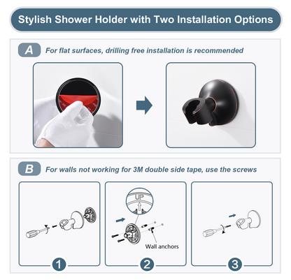 Adhesive Shower Head Holder for Handheld Shower Heads, Drill-Free Wall Mount Bracket