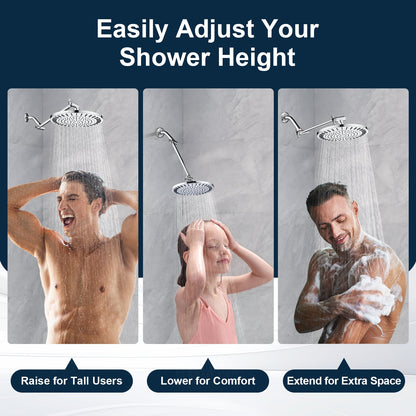 Solid Brass Shower Arm Extension, Adjustable Height & Angle, 5", 10", 14" & 15" Options
