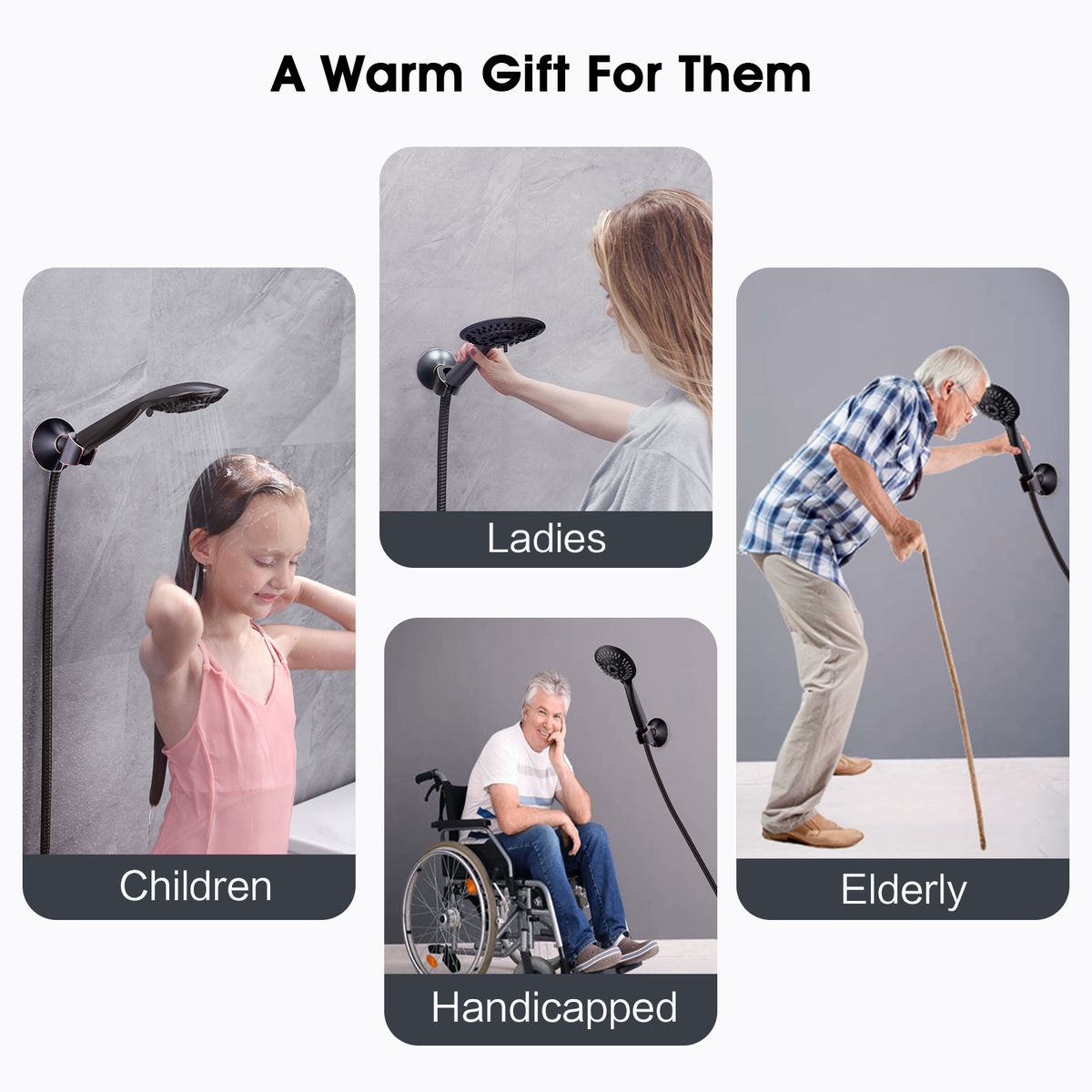 Suction Handheld Shower Head Holder with Dual Angle Positions, Wall Suction Bracket