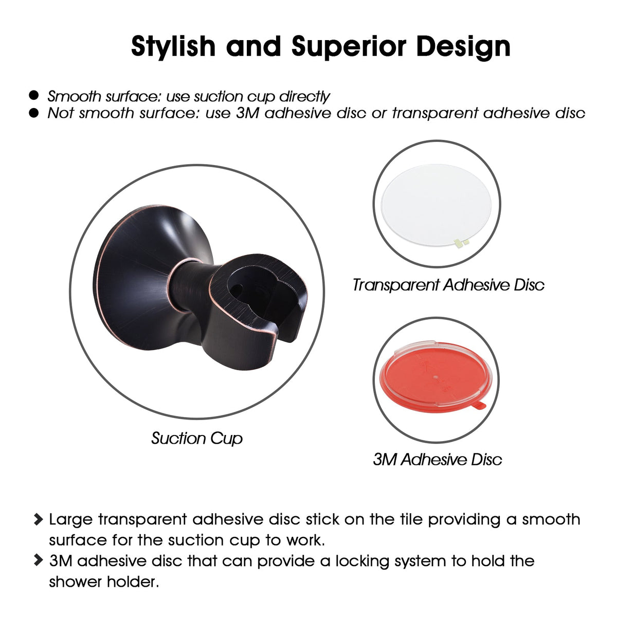 Suction Handheld Shower Head Holder with Dual Angle Positions, Wall Suction Bracket