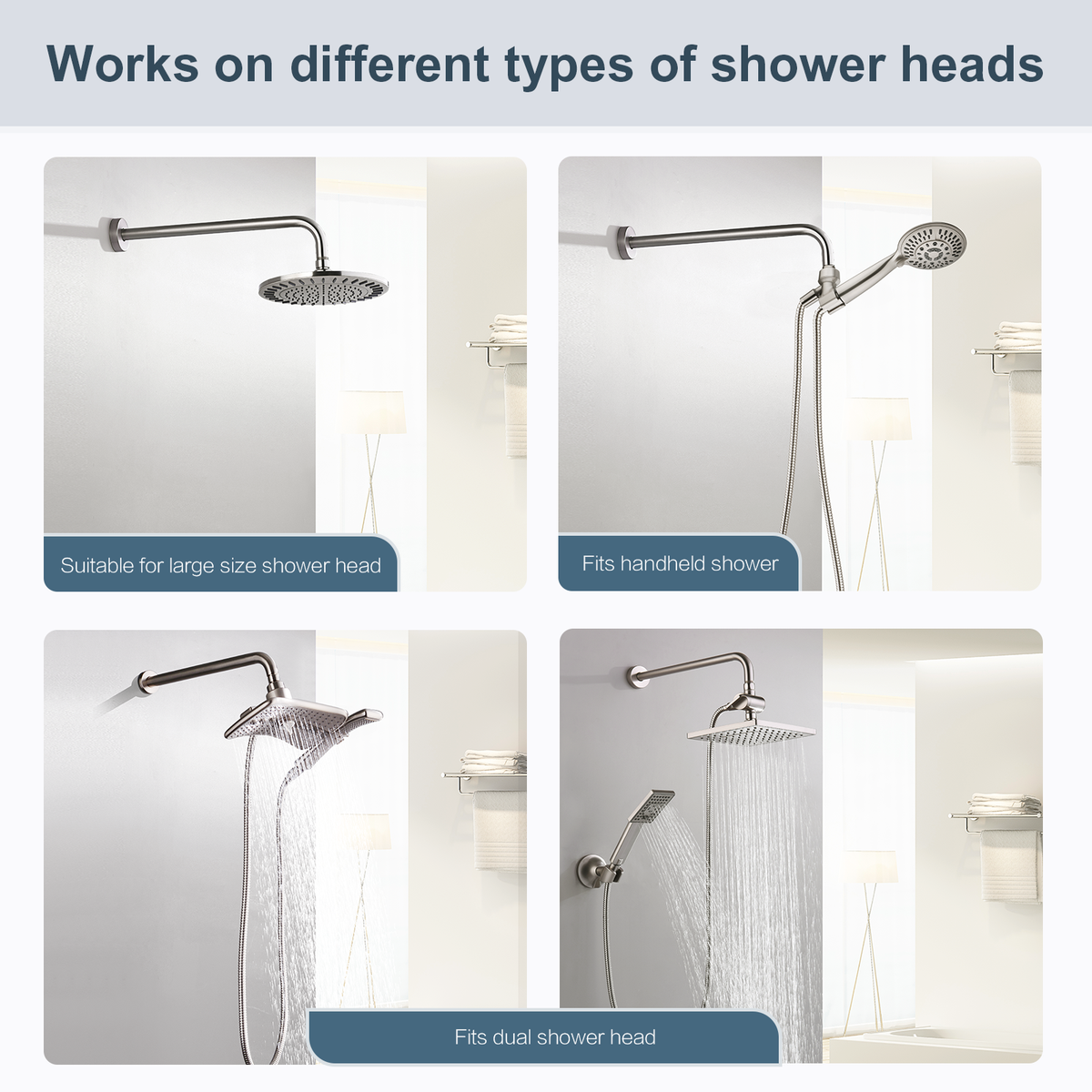 16 Inch L-Shaped Stainless Steel Shower Arm Extension for Rainfall Shower Heads