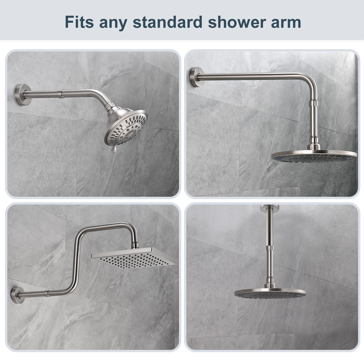 4-Inch & 6-Inch Shower Extension Arm for Rain and Handheld Shower Heads