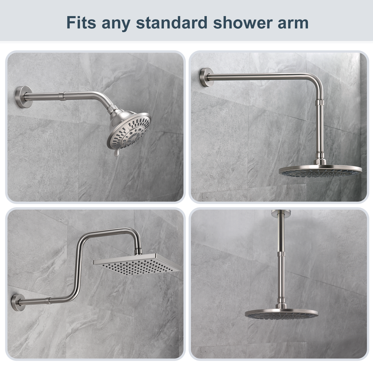 4-Inch & 6-Inch Shower Extension Arm for Rain and Handheld Shower Heads