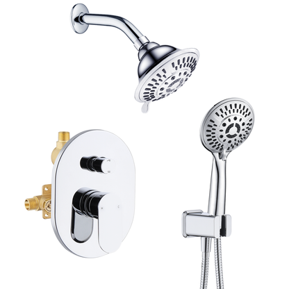 Dual Shower Head With High Rise Arm- Shower System with Valve and Trim Kit