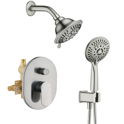 Dual Shower Head With High Rise Arm- Shower System with Valve and Trim Kit
