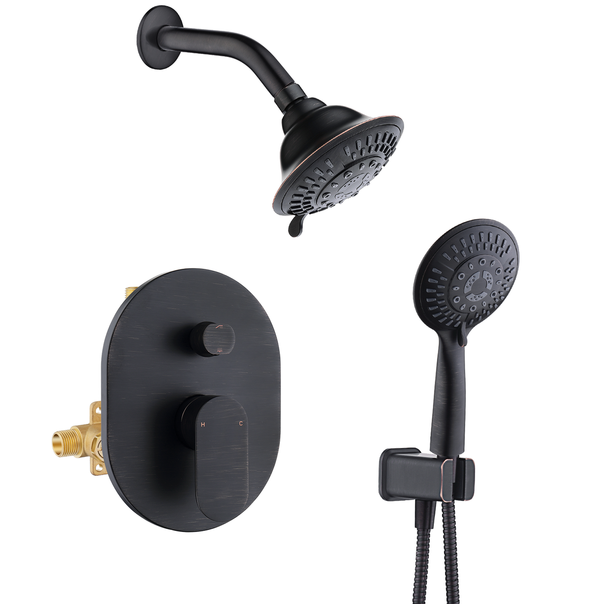 Dual Shower Head With High Rise Arm- Shower System with Valve and Trim Kit