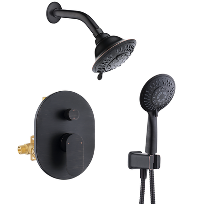 Dual Shower Head With High Rise Arm- Shower System with Valve and Trim Kit